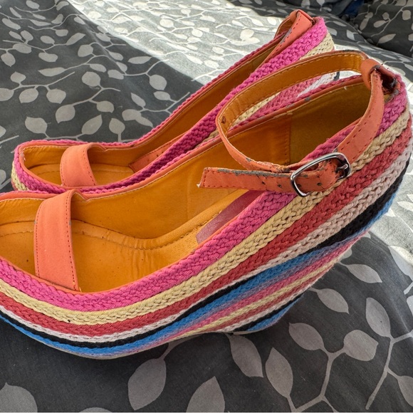 Colorful Striped Wedge Sandals - Picture 6 of 13